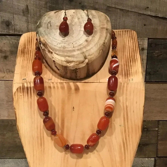 Carnelian necklace set ( handmade ) - Picture 1 of 2